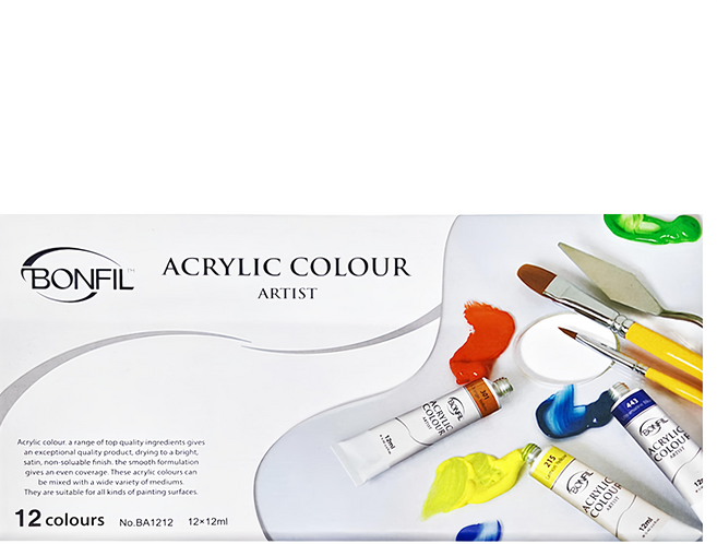 Bonfil 壓克力顏料 BA1212, 12ml, 12色