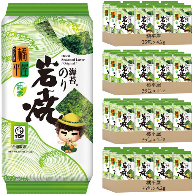 橘平屋 岩燒海苔 原味, 4.3g, 48袋
