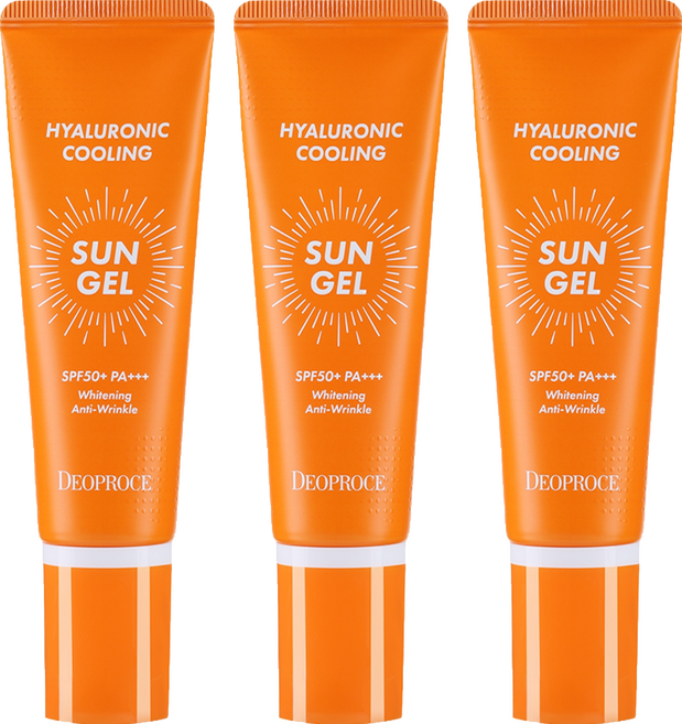 DEOPROCE 迪普詩 台灣公司貨 玻尿酸涼感防曬凝膠 SPF50+ PA+++, 50g, 3條