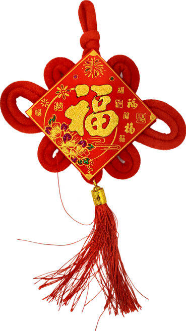 吊飾 6個, 金福 紅色