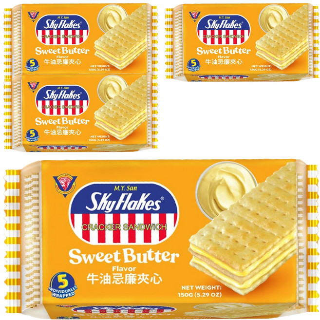 SkyFlakes 空中霸王鮮奶油風味夾心餅乾, 150g, 4袋