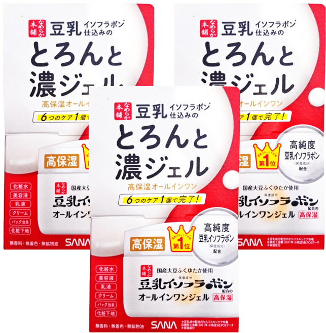 SANA 莎娜 豆乳美肌 多效保濕凝膠霜 濃潤, 100g, 3罐