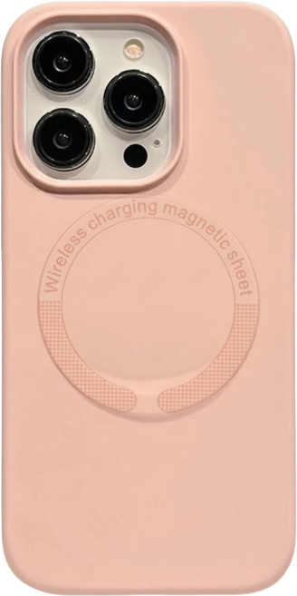 無品牌 智慧型手機 軟殼 手機殼 iPhone 14 Pro MagSafe 矽膠 馬卡龍 砂粉色