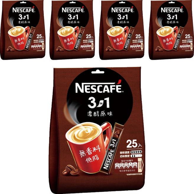 NESCAFE 雀巢咖啡 三合一 濃醇原味, 15g, 25包, 5袋