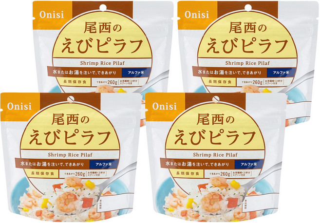 Onisi 尾西 沖泡即食飯 蝦仁風味, 100g, 4包