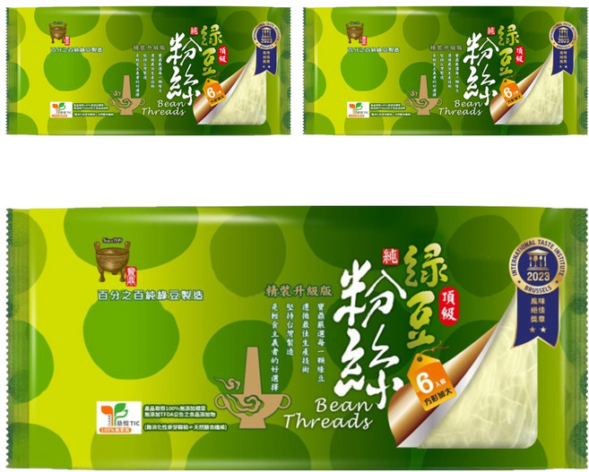 中農粉絲 寶鼎頂級純綠豆粉絲 精裝升級版, 210g, 3包