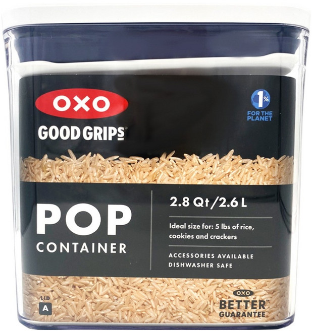 OXO POP 大正方按壓保鮮盒, 容器 + 蓋子, 1個