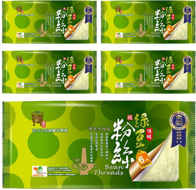 中農粉絲 寶鼎頂級純綠豆粉絲 精裝升級版, 210g, 5包