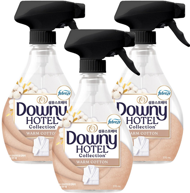 Downy 飯店精選 織物噴霧 暖棉香 正裝, 3個, 370ml