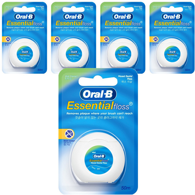Oral-B 歐樂B 含蠟牙線 薄荷味, 50m, 1入, 5個