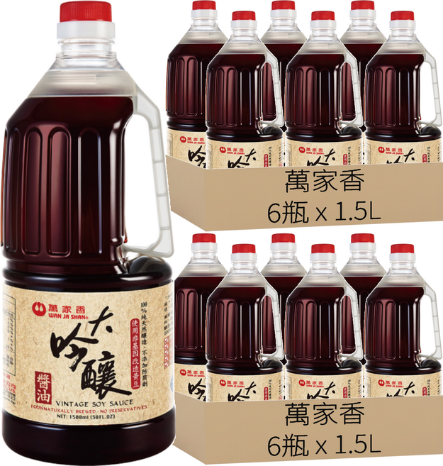 萬家香 大吟釀醬油, 1.5L, 12瓶