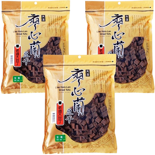 大溪廖心蘭豆干 老道大豆丁, 380g, 3包
