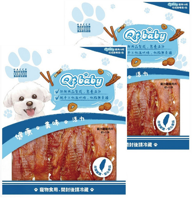 Qt baby 寵物零食, 蜜汁雞腿肉片, 120g, 2包