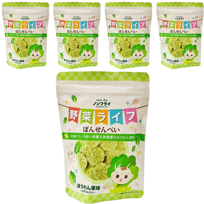 WEPOP 寶寶食堂 仙貝 8個月以上, 菠菜, 19g, 5包