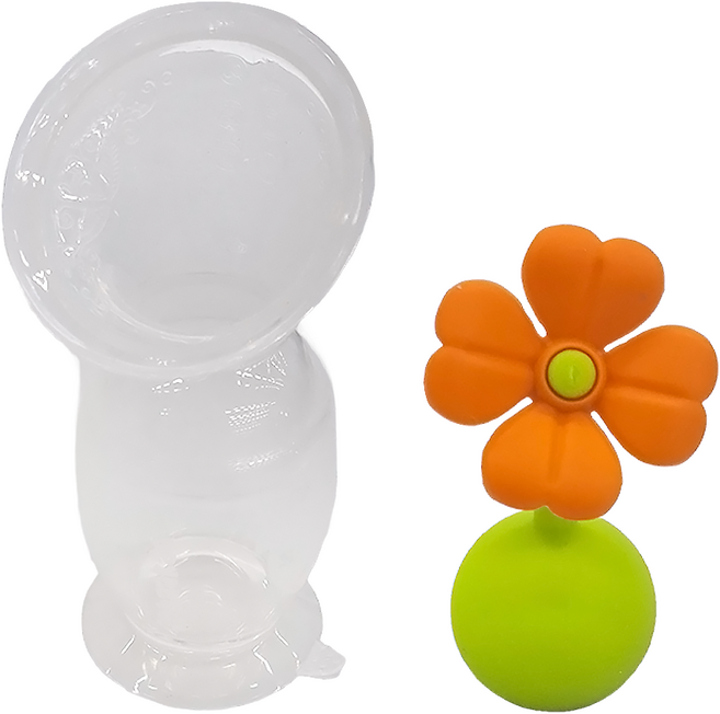 haakaa 第二代小花集乳瓶二件組 集乳器 + 小花塞 150ml, 橘色, 1組