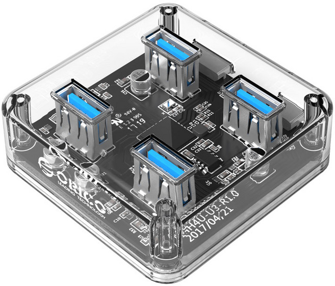 ORICO 奧睿科 USB3.0 無電源集線器 MH4U-U3-03, 透明