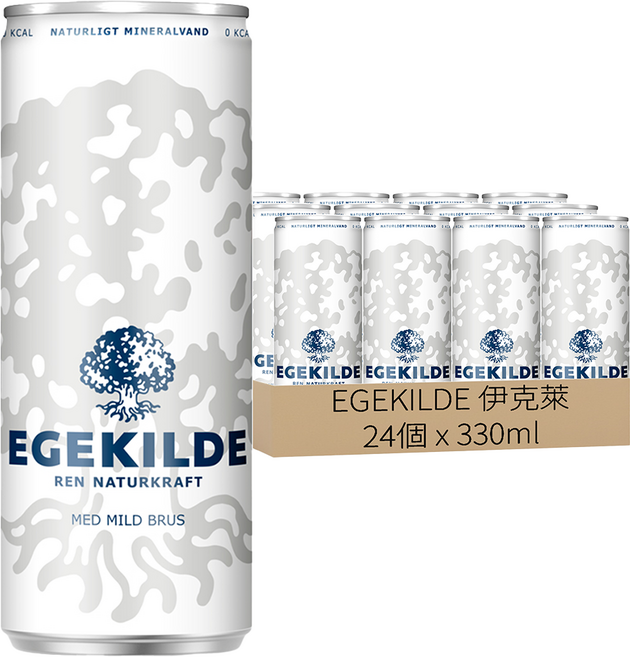 EGEKILDE 伊克萊 原味氣泡礦泉水, 24個, 330ml