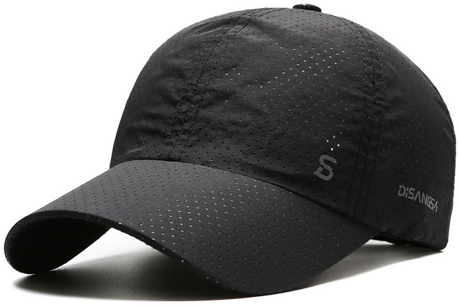 Spello 男女通用登山釣魚網眼帽, 黑色