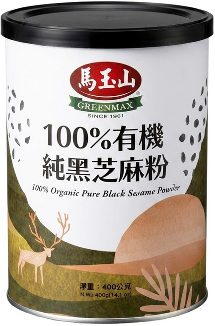 馬玉山 有機純黑芝麻粉, 400g, 1罐