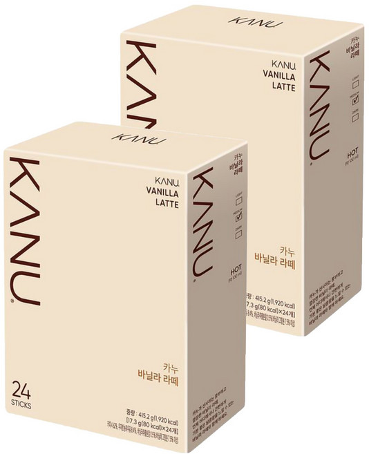 KANU 香草拿鐵咖啡, 17.3g, 24包, 2盒