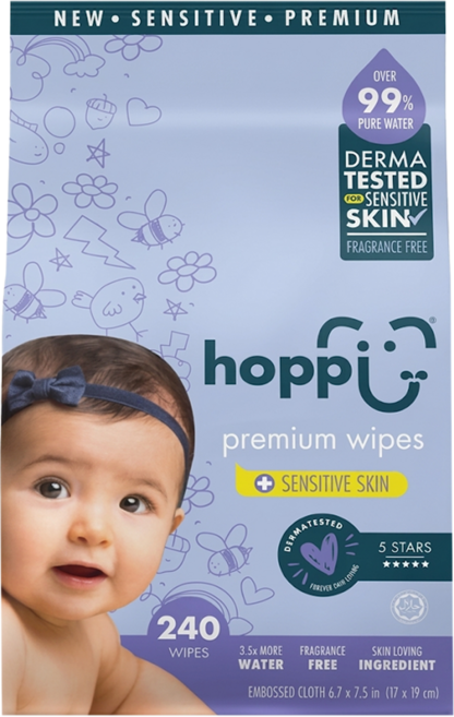 hoppi 嬰兒純水濕紙巾 低敏升級版 口手適用 80張, 240張, 1袋