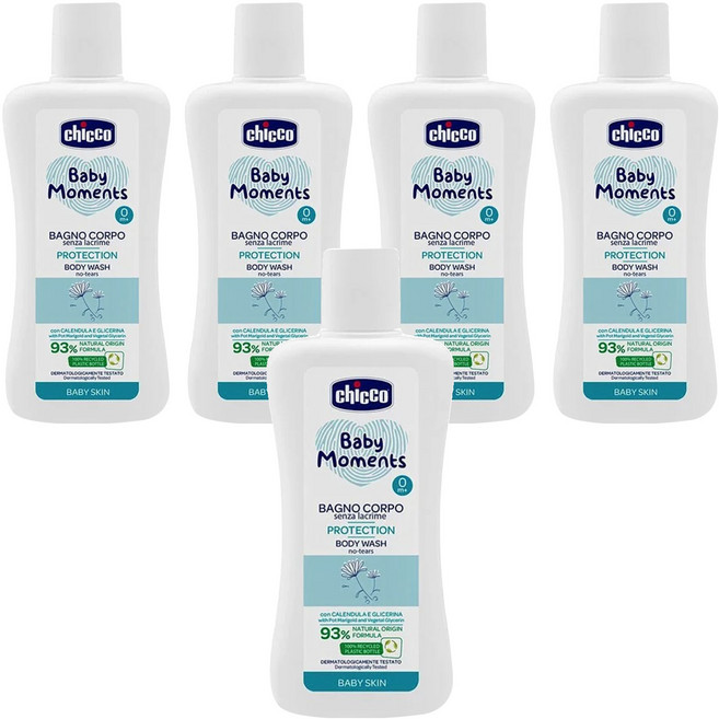 chicco 寶貝嬰兒植萃泡泡浴露 溫和不流淚配方, 200ml, 5瓶