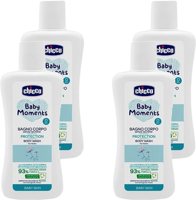 chicco 寶貝嬰兒植萃泡泡浴露 溫和不流淚配方, 200ml, 4瓶
