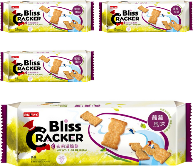 School of Cookie 台灣優格餅乾學院 Bliss布莉滋脆餅 葡萄風味, 4包, 156g
