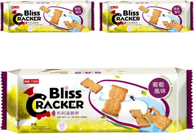 School of Cookie 台灣優格餅乾學院 Bliss布莉滋脆餅 葡萄風味, 3包, 156g