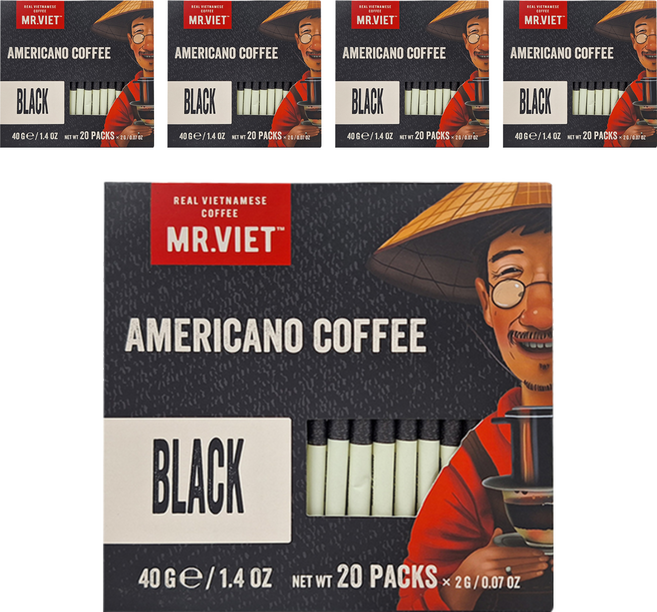 MR.VIET 即溶黑咖啡粉, 40g, 5盒, 即溶粉末