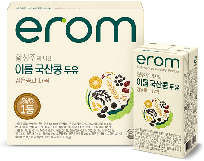 erom 17種綜合穀物黑豆奶, 190ml, 16入