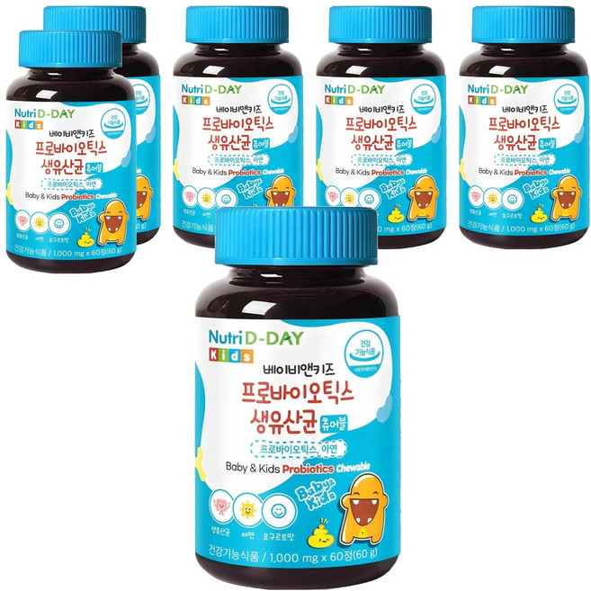Nutri D-DAY 嬰兒與兒童益生菌 活性乳酸菌 鋅 60g, 60錠, 6個