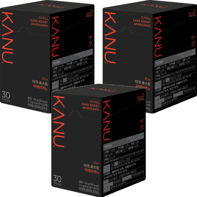 KANU 深焙美式原豆咖啡隨身包, 1.6g, 30入, 3個