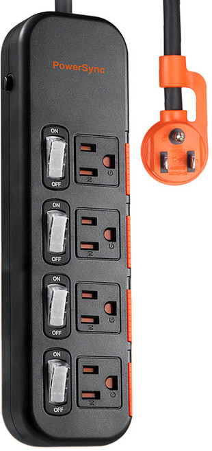 PowerSync 群加 4開4插滑蓋防塵防雷擊延長用電源線組 TS4DC427 565g, 1組
