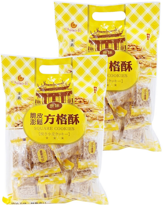 Chiao-E 巧益 脆皮澎鬆方格酥 全素 原味, 150g, 2袋