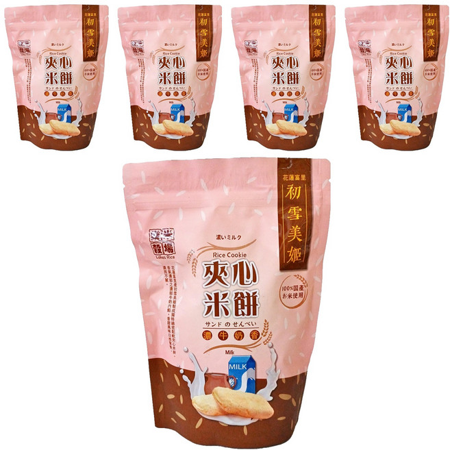 樂米穀場 初雪美姬夾心米餅 濃牛奶香, 120g, 5包