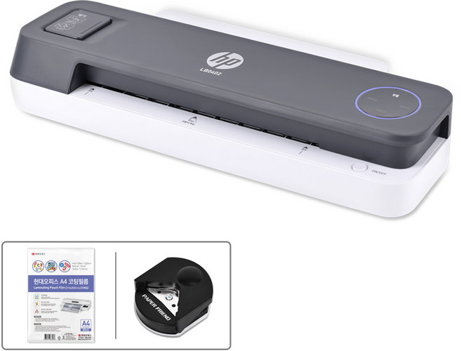 hp 惠普 小型護貝機 LB0402 +護貝膜+圓角器 自動省電 4段溫度調節 150MIC護貝, A4