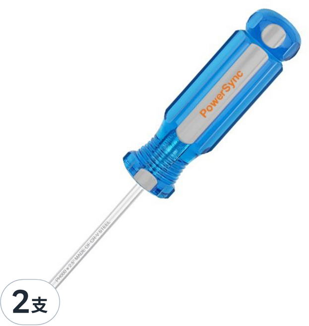 PowerSync 群加 帶磁十字起子 WDH-B06 PH000 x 2.5吋, 2支