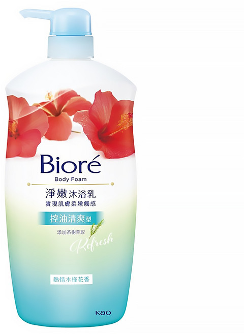 Biore 蜜妮 淨嫩沐浴乳 控油清爽型 熱情木槿花香, 1kg, 1瓶