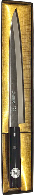 Ikkaku 一角 生魚片刀 (YG-035) 200-8Y 不鏽鋼材質刀部 天然木刀柄, 銀色 + 黑色, 1支