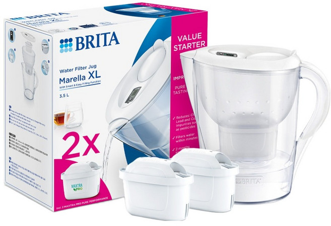 BRITA 濾水器 Marella XL 3.5L 白色 + 濾芯 2入 企劃包, Marella XL (白色)