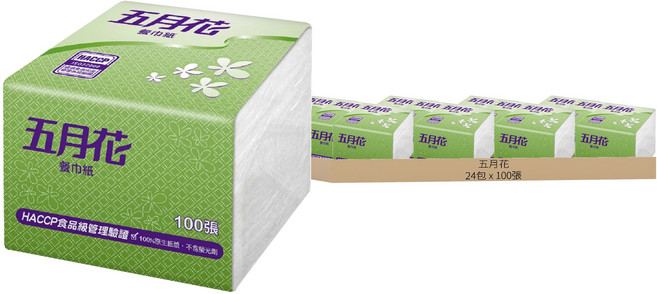 五月花 13吋餐巾紙 100張 24包 白色