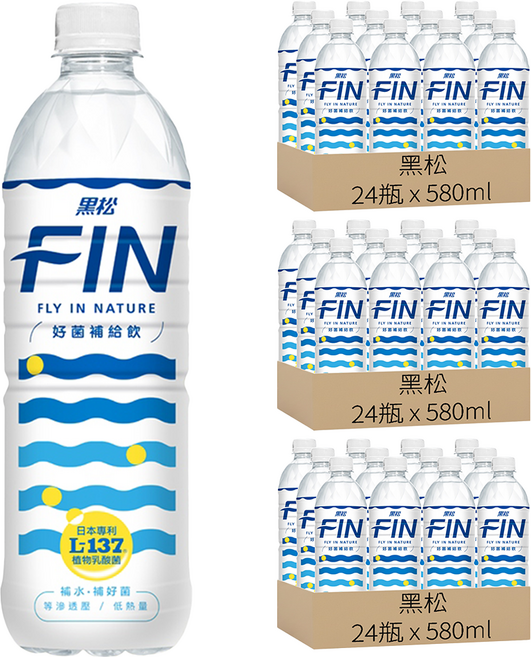 黑松 FIN 好菌補給飲, 580ml, 72瓶