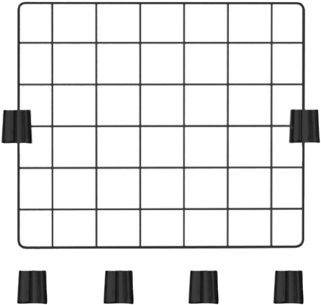 KI WISH 居家生活 側邊鐵架方格網 附夾片 4個, 1組, 黑色