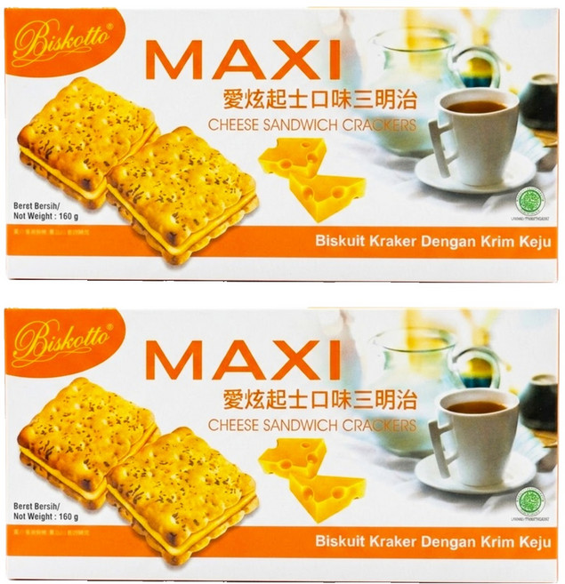 Biskotto MAXI 愛炫三明治餅乾 起士口味 奶素, 160g, 2盒
