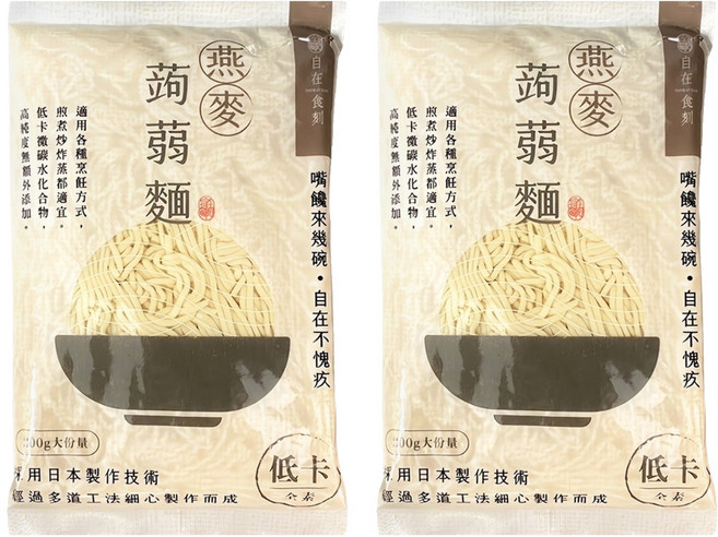 自在食刻 燕麥纖維蒟蒻麵, 200g, 2包