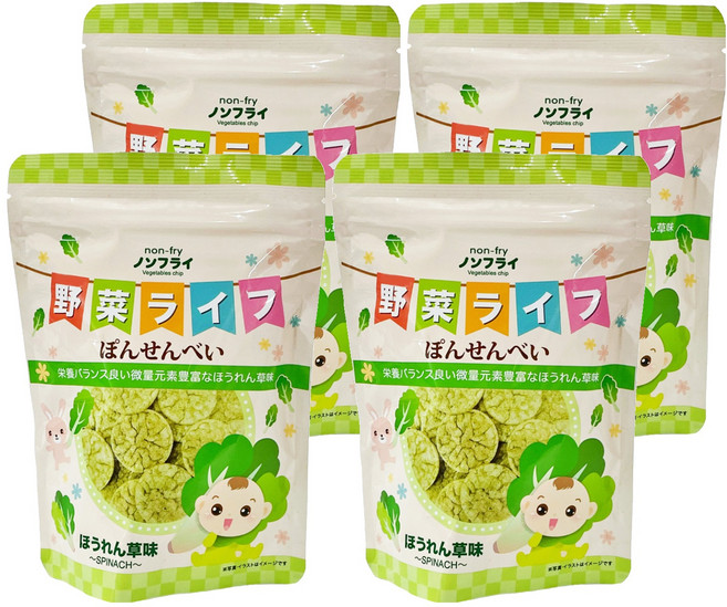 WEPOP 寶寶食堂 仙貝 8個月以上, 菠菜, 19g, 4包