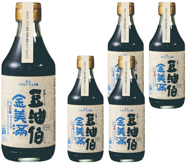 豆油伯 金美滿無添加糖釀造醬油, 5瓶, 300ml