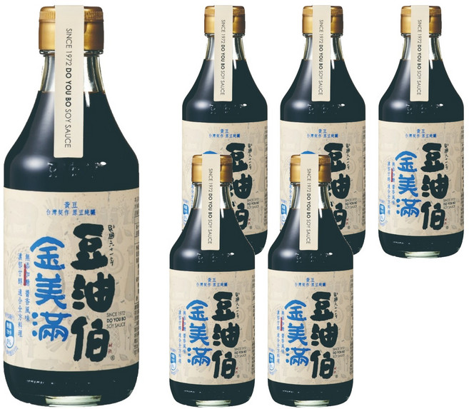 豆油伯 金美滿無添加糖釀造醬油, 6瓶, 300ml