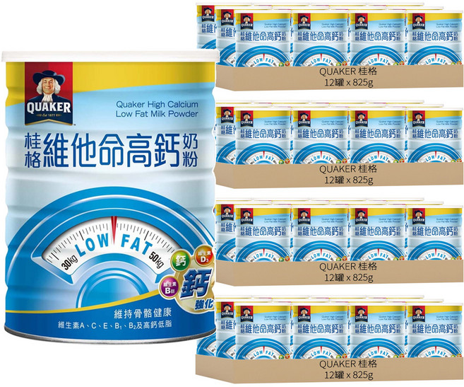 QUAKER 桂格 維他命高鈣奶粉, 825g, 48罐
